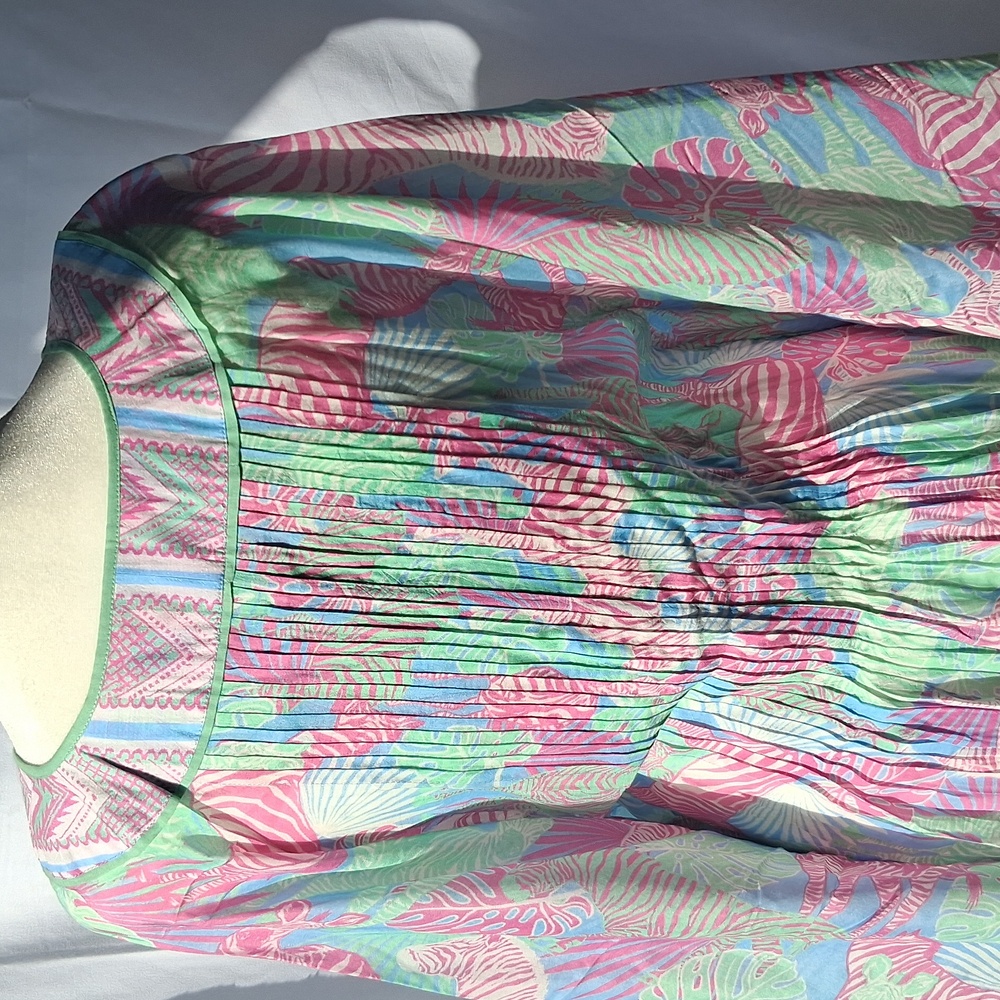 Taj By Sabrina Crippa Tropical Zebra Caftan S Green Purple - Picture 10 of 16